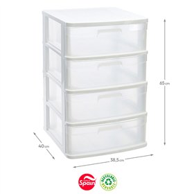 Bloco 4 Gavetas Plástico Sena 38,5x40x65cm Branco