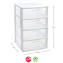 Bloco 4 Gavetas Plástico Sena 38,5x40x65cm Branco