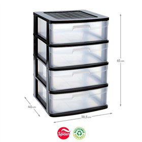 Bloco 4 Gavetas Plástico Sena 38,5x40x65cm Preto