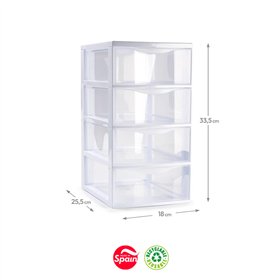 Bloco 4 Gavetas Plástico Duero 18x25,5x33,5cm Branco
