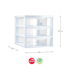 Bloco 3 Gavetas Plástico Easy 26x37x27,7cm Branco