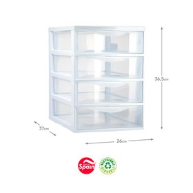 Bloco 4 Gavetas Plástico Easy 36,5x26x37cm Branco
