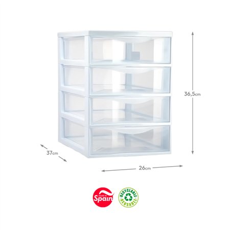 Bloco 4 Gavetas Plástico Easy 36,5x26x37cm Branco