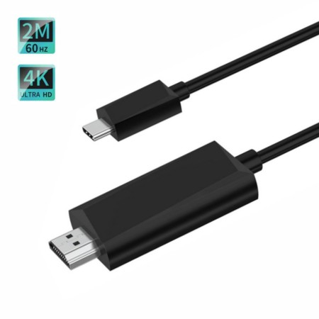 Cabo Hdmi Macho / Usb-C Macho Preto 4K 2M