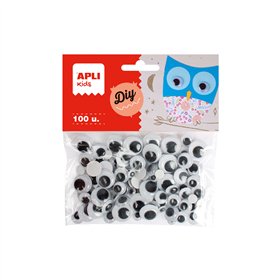 Olhinhos Redondos Apli Autocolantes 7-15mm Pretos 100un