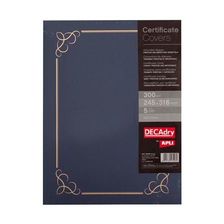 Capa para Certificados / Diplomas 245x316mm 300gr Azul 5un