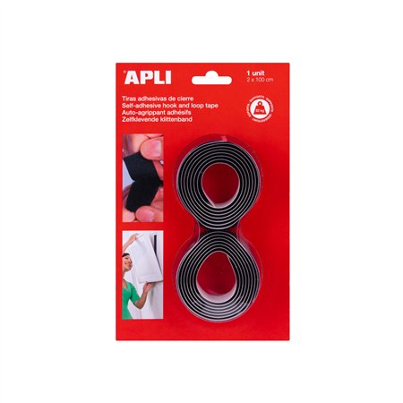 Fitas Velcro 20mmx1m Apli Preto