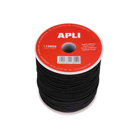 Elástico Fio Bobine Apli Preto 2mmx100m 1un