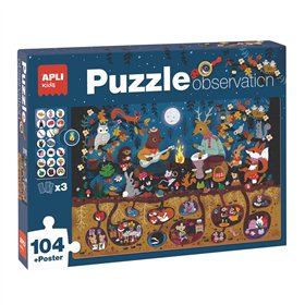 Jogo Educativo Puzzle Apli Observação do Bosque 104 Peças
