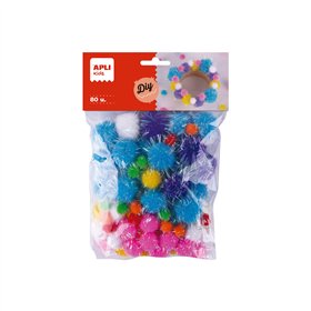 Pom Pom Glitter Apli Cores Sortidas 80un