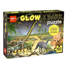 Jogo Educativo Puzzle Apli Fluor Dinossauros 60 Peças