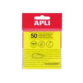 Bloco Notas Aderentes 075x075mm Film Apli Amarelo Transp 50F