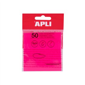 Bloco Notas Aderentes 075x075mm Film Apli Rosa Transp 50Fls