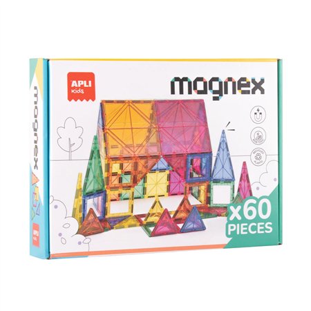 Jogo Blocos Magnéticos Magnex Apli 60 peças