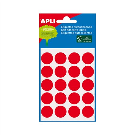 Etiquetas Redondas 19mm Vermelho Apli 2065 100un