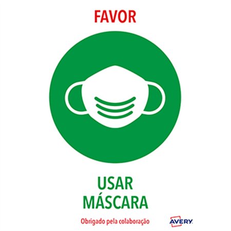 Sinalética Usar Máscara Adesivo A4 2un