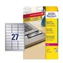 Etiquetas Resistentes 63,5x29,6mm Avery 8 Folhas Prata