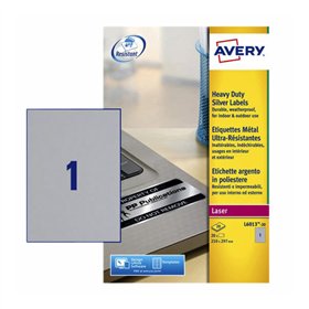 Etiquetas Resistentes 210x297mm 20Fls Prata Avery 20un