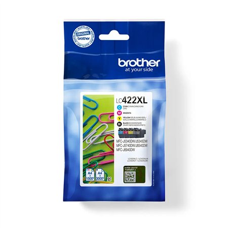 Pack Tinteiros Brother LC422XLVAL 4 Cores 3000/1500 Pág.
