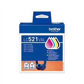 Pack Tinteiros Brother LC521VAL 4 Cores 500 Pág.