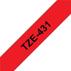 Fita Laminada 12mmx8mts Vermelho/Preto