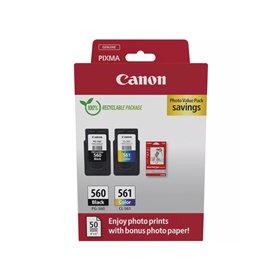 Pack Tinteiros Canon 560/561 Preto/Cor + Papel 3713C008