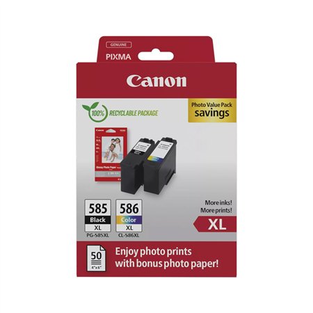 Pack Tinteiros Canon 585XL/586XL Preto/Color 6204C005