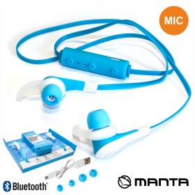 Auscultadores Bluetooth Stereo Mic Bat Azul Manta