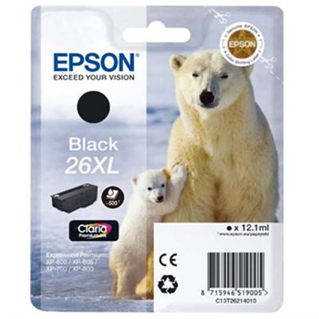 Tinteiro Epson 26XL Preto C13T26214010 12,1ml 500 Pág.