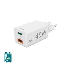 Carregador USB-C+ USB-A PD/QC/GaN 45W Rápido Branco