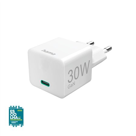 Carregador USB-C PD/QC/GaN 30W Rápido Mini-charger Branco