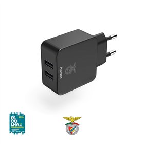 Carregador USB-A 2 Portas 12W Benfica Preto