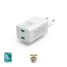 Carregador USB-C 2 Portas PD/QC 35W Rápido Benfica Branco