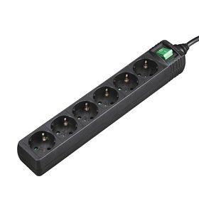 Bloco 6 Tomadas + Interruptor Cabo 3mts Preto