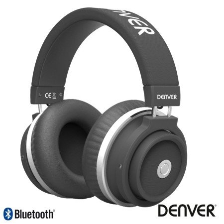 Auscultadores Bluetooth S/ Fios Aux Preto Mic Denver