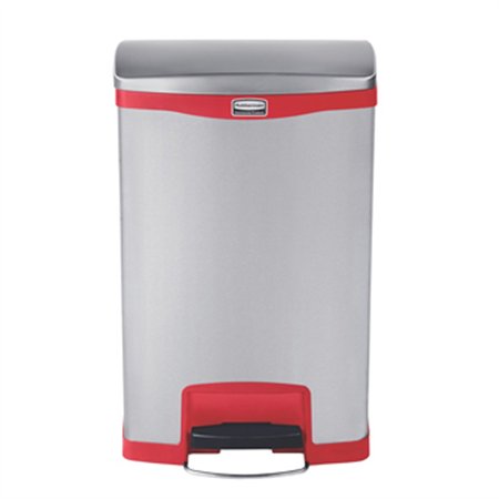 Contentor 50L Inox Cinza/Vermelho com Pedal