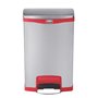 Contentor 50L Inox Cinza/Vermelho com Pedal