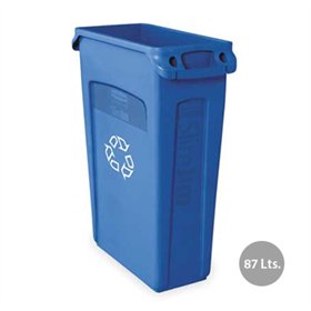Contentor 87L Plástico Slim Jim s/Tampa c/Canais Vent Azul