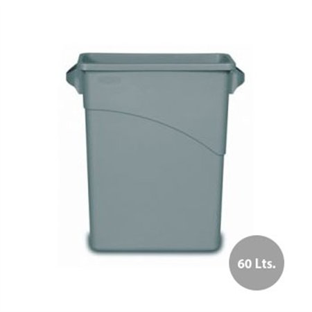 Contentor 60L Plástico Slim Jim c/Canais Vent s/Tampa Cinza
