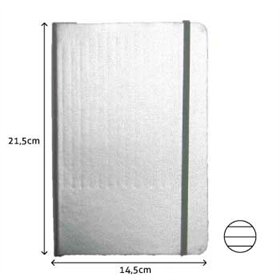 Bloco Notas Pautado 21,5x14,5cm Semi Pele Cinza 116Fls