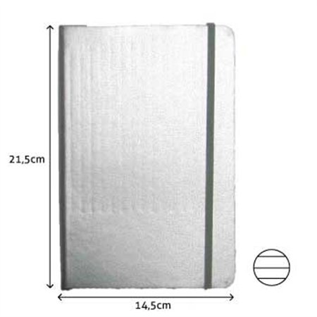 Bloco Notas Pautado 21,5x14,5cm Semi Pele Cinza 116Fls