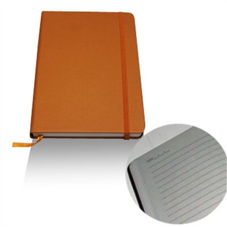 Bloco Notas Pautado 21,5x14,5cm Semi Pele Laranja 116Fls
