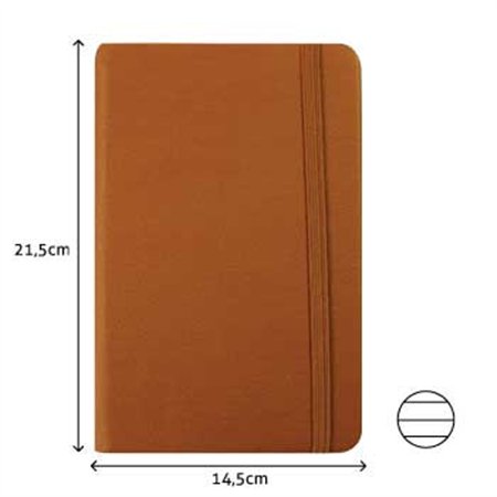 Bloco Notas Pautado 21,5x14,5cm Semi Pele Camel 116Fls