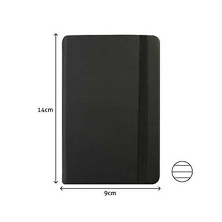 Bloco Notas Pautado 14x9cm Semi Pele Preto 116Fls