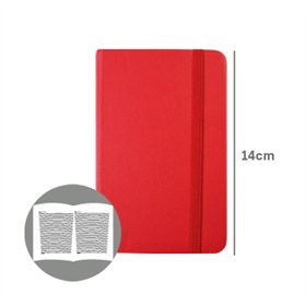 Bloco Notas Pautado 14x9cm Semi Pele Vermelho 116Fls