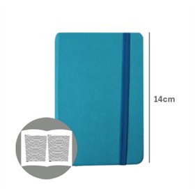 Bloco Notas Pautado 14x9cm Semi Pele Azul Turquesa 116Fls