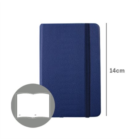 Bloco Notas Liso 14x9cm Semi Pele Azul 116Fls