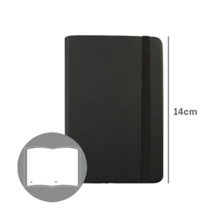 Bloco Notas Liso 14x9cm Semi Pele Preto 116Fls