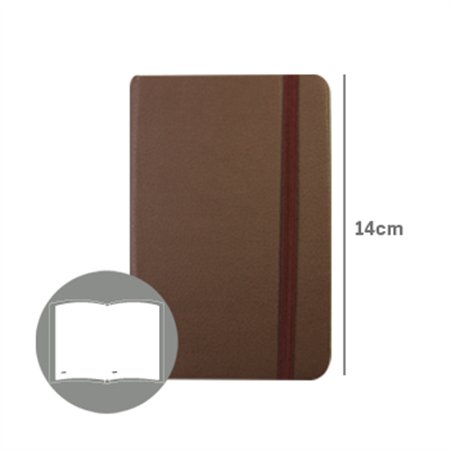 Bloco Notas Liso 14x9cm Semi Pele Castanho 116Fls