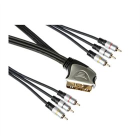 Cabo SCART Profissional para 4xRCA Audio + 2xRCA Video 1,5m